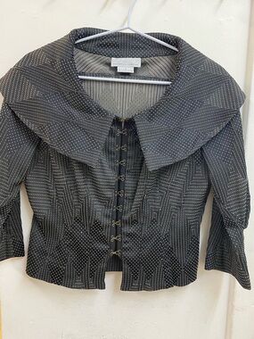 Vintage Muse by Christian Chenail Black Patterned Hook-and-Eye Jacket